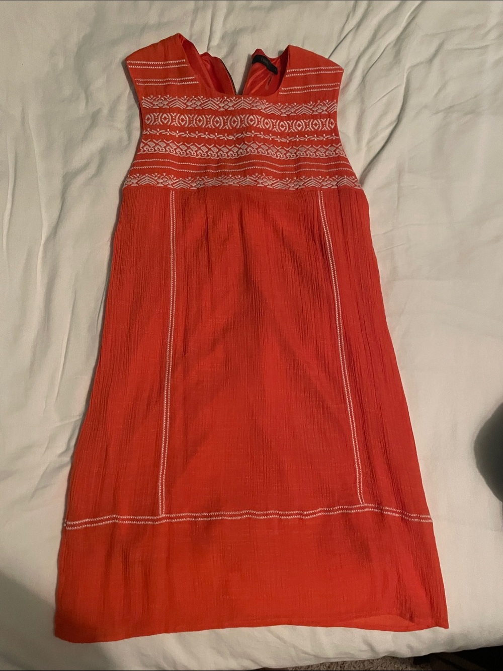 THML Orange Sleeveless Embroidered Mini Dress